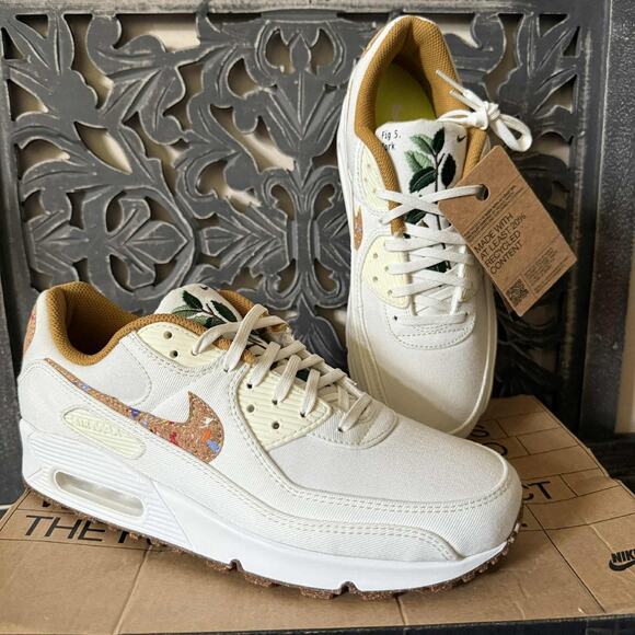 Nike Air Max 90 Natural Cork DD0384-100 Sail Wheat Sneakers Women’s 10.5 Display - Picture 1 of 14